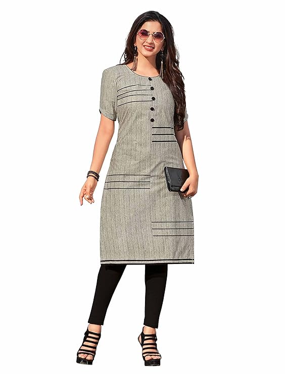 Miraan Women's Cotton Regular Fit Casual Printed Readymade Regular Kurti (Sankurti822)