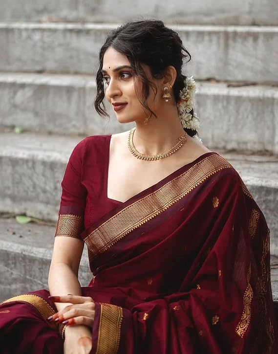 SIRIL Women's Soft Banarasi Silk Jacquard Saree with Unstitched Blouse Piece