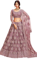 Women's Semi Stitched Net Lehenga Choli with Embroidered Pattern Unstitched Blouse Piece and Dupatta Set | Women's Lehenga Choli
