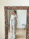 Sidhidata Women's Georgette Digital Printed Ready To Wear one Minute Saree With Unstitched Blouse Piece