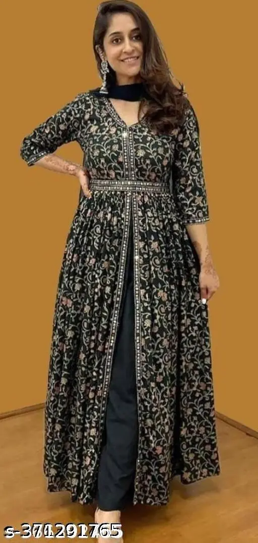 Printed anarkali kurta and dupatta