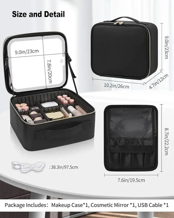 Travel Makeup Bag with LED Mirror