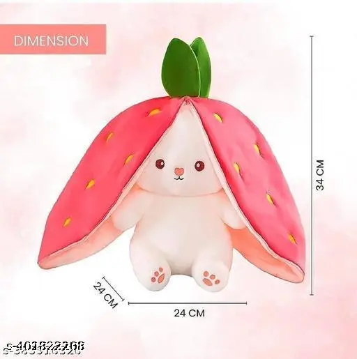 Strawberry Rabbit Teddy Toy, Plushie Bunny, Soft Toy