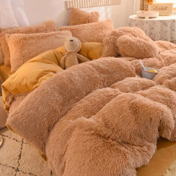 Warm and Fluffy Plush Fleece 4 Pieces Bedding Set