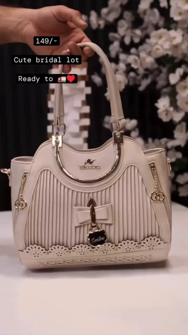 Bridal Pleated Handbag with Metallic Accents