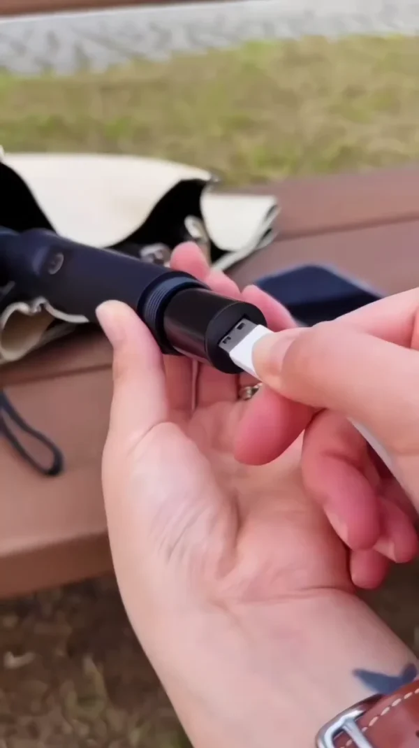 Smart Rechargeable Umbrella with Built-In Cooling Fan