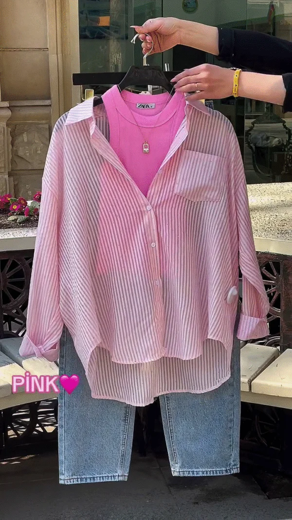 Trendy Pink Layered Shirt Set with Jeans