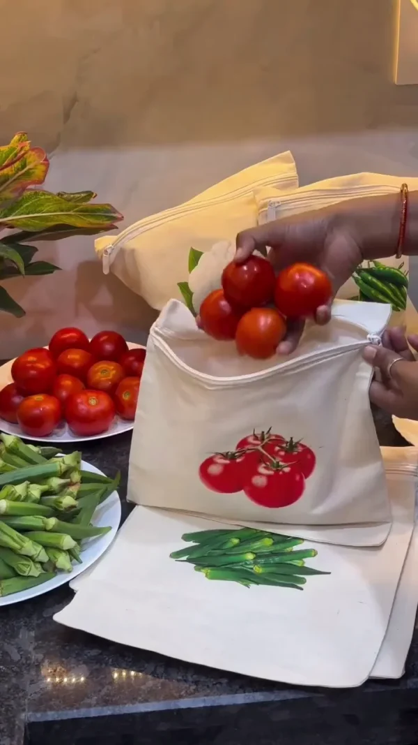 Reusable Cotton Vegetable Storage Bags