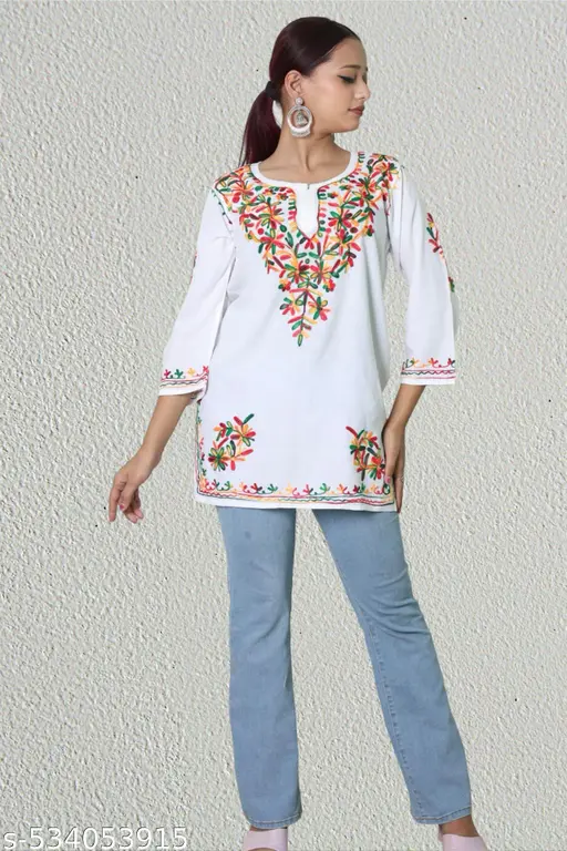 Womens Lucknowi chikankari Rayon premium Top and Tunic