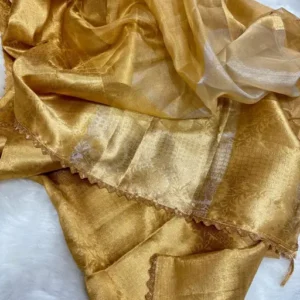 Kanchi Tissue Zari Saree With Lace Border