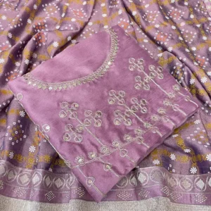 ZF & Embroidery Work Vichitra Silk Saree With Blouse