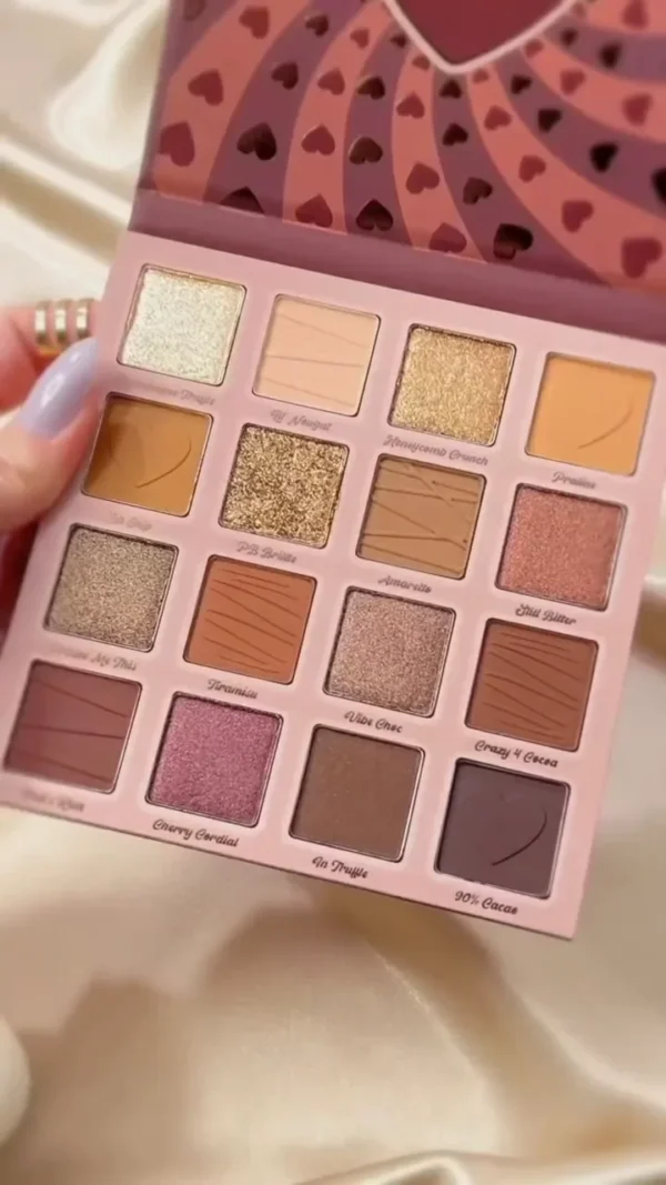 Heart-Themed Chocolate Infusion 16-Pan Eyeshadow Palette