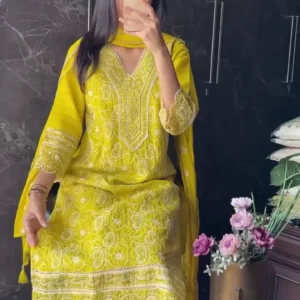 Georgette Anarkali Set with Chikankari Work