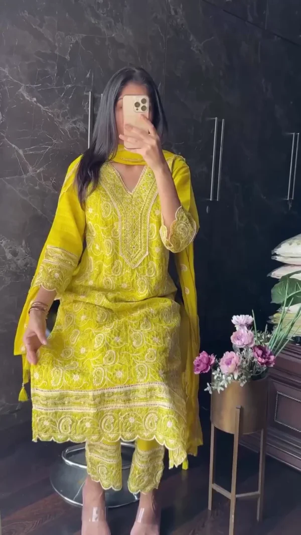 Georgette Anarkali Set with Chikankari Work
