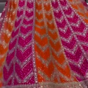 Pink Orange Embroidered Lehenga Choli Set