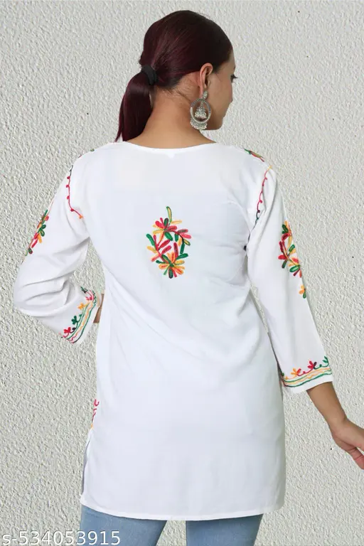 Womens Lucknowi chikankari Rayon premium Top and Tunic