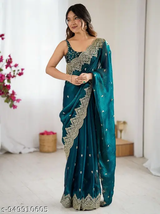Charmi's Heavy Embroidared Fandy Saree