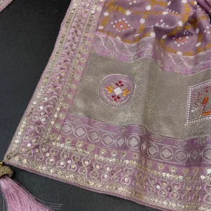 ZF & Embroidery Work Vichitra Silk Saree With Blouse