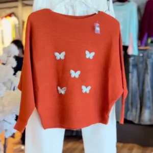 Women's Butterfly Sweater and Denim Set