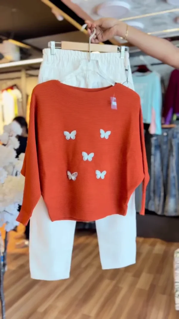 Women's Butterfly Sweater and Denim Set