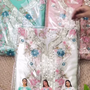 Pastel Silk Floral Embroidered Kurta Set