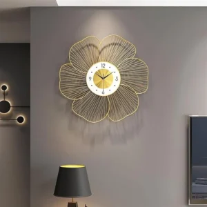 FUNTEREST Gold Handmade Metal Wall Clock Wire Design