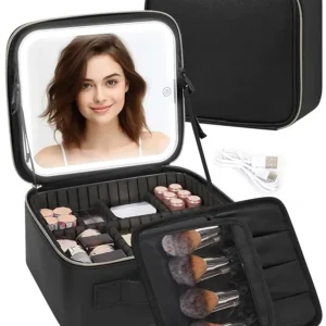 Travel Makeup Bag with LED Mirror