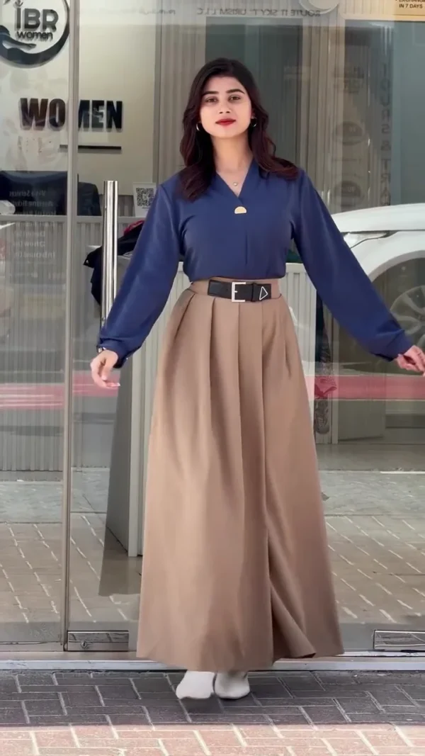 Classic Collared Shirt & Pleated Bottom Set