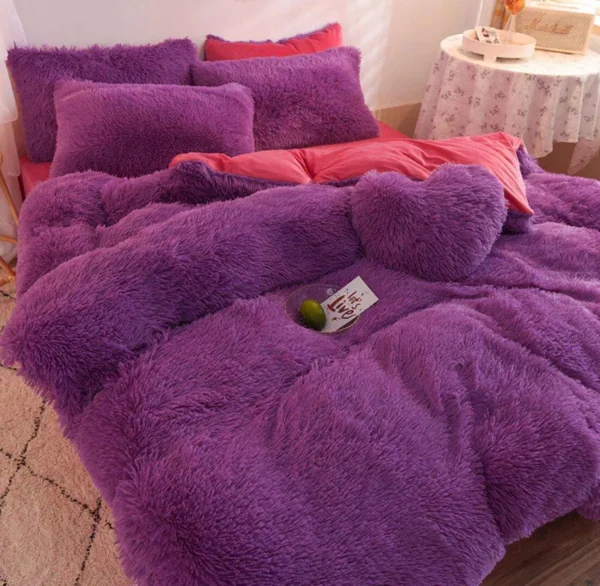 Warm and Fluffy Plush Fleece 4 Pieces Bedding Set