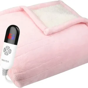 Pink Electric Heated Sherpa Throw Blanket