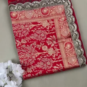 Two-Tone Chiffon Saree with Embroidered Blouse