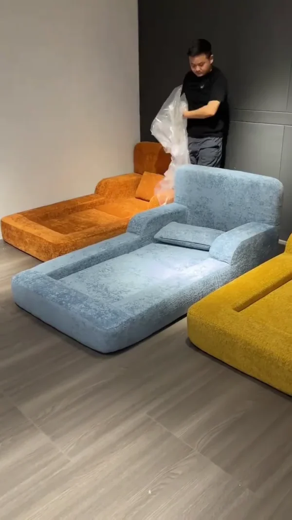 Convertible Velvet Chaise Lounge Bed