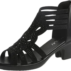 Women's Rhinestone Chunky Heel Shoes