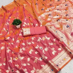 Orange Soft Silk Saree with Tassels