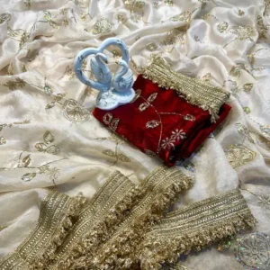 Space Silk Squance Emboirdery Havey Work Jhalar Lace
