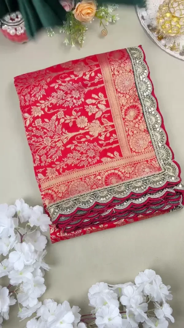 Rani Pink Silk Saree with Golden Zari