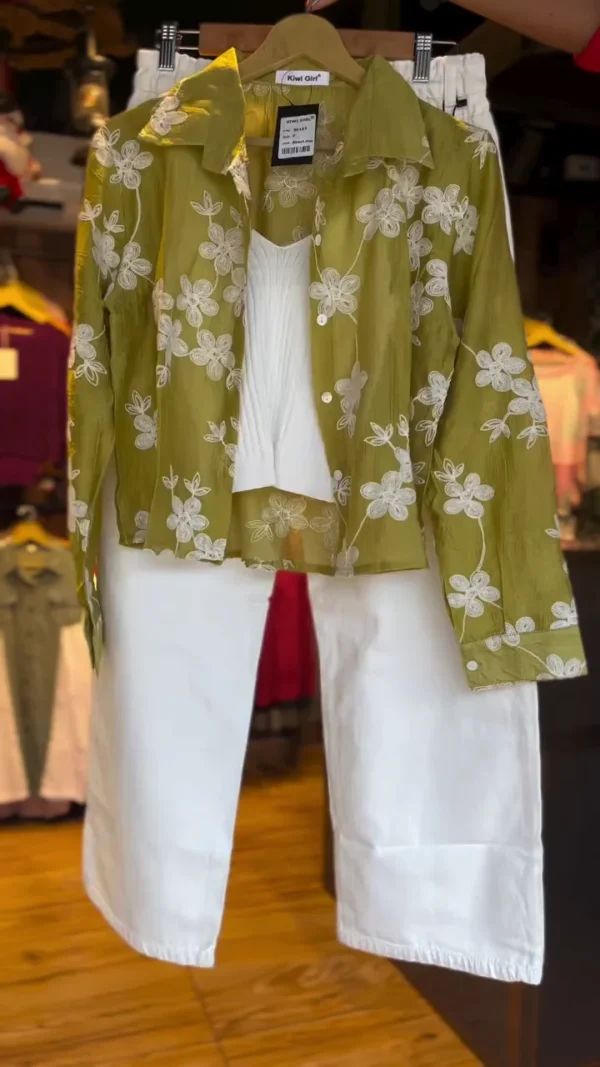 Women's Olive Floral Summer Set