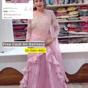 Boutique Style Faux Georgette Sequin Work Ruffle Lehenga Set