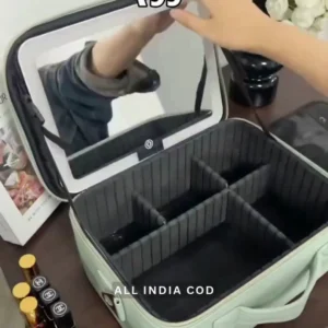 Portable Makeup Organizer Train Case with LED Lighted Mirror
