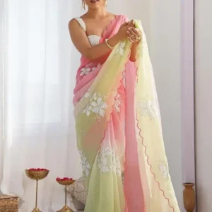 Shiny Sequins Saree with Unstitched Blouse