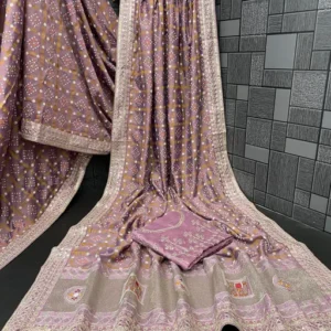ZF & Embroidery Work Vichitra Silk Saree With Blouse