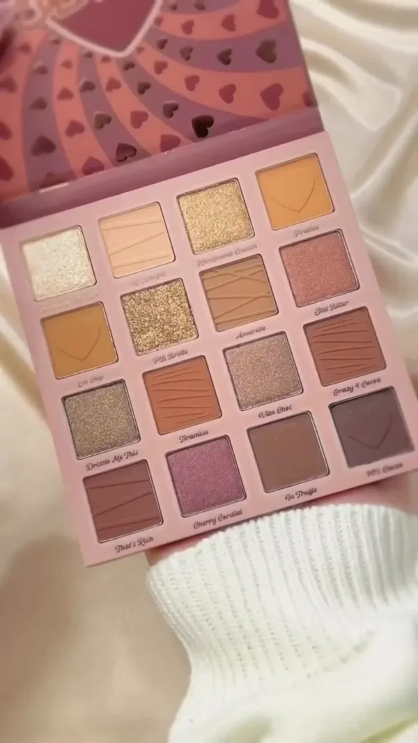 Heart-Themed Chocolate Infusion 16-Pan Eyeshadow Palette