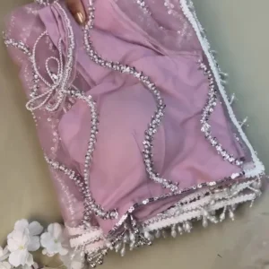 Pink Georgette Embroidered Saree