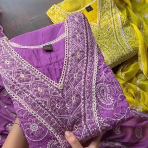 Georgette Anarkali Set with Chikankari Work