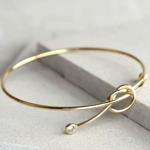 Gold Knot Bracelet with Crystal Accent