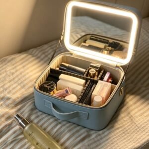 LED Mirror Makeup Travel Organizer Case