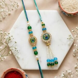 Peacock Beaded Rakhi Set
