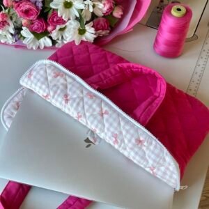 Quilted Pink Laptop Tote Bag