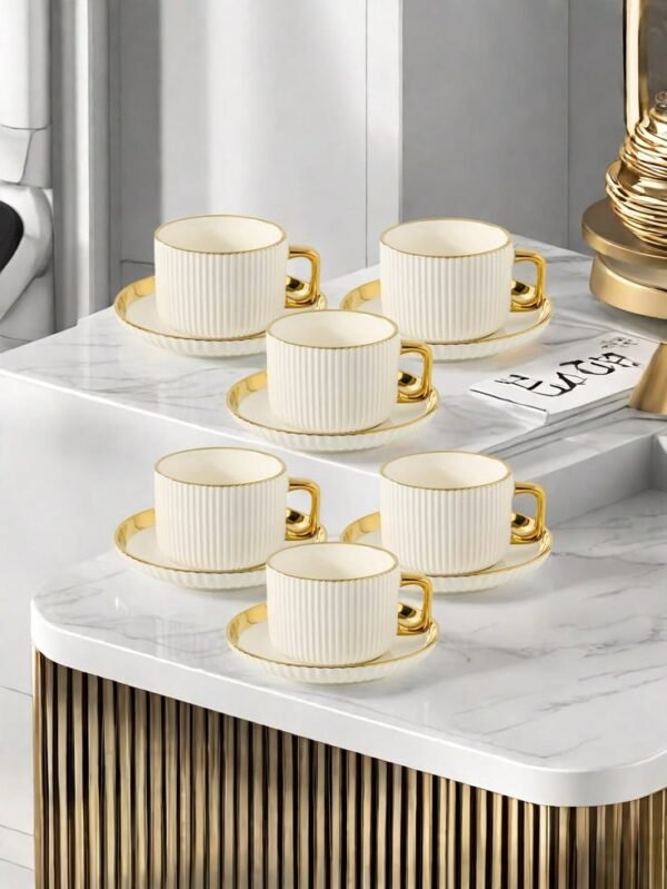 Ribbed Glass Teacup & Saucer Set