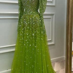 Sequin Embroidered Evening Gown